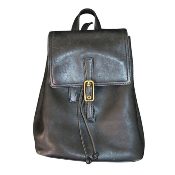Coach Black Vintage Y2K Drawstring Leather C3W-9858 Daypack Legacy Top Handle - Picture 1 of 16